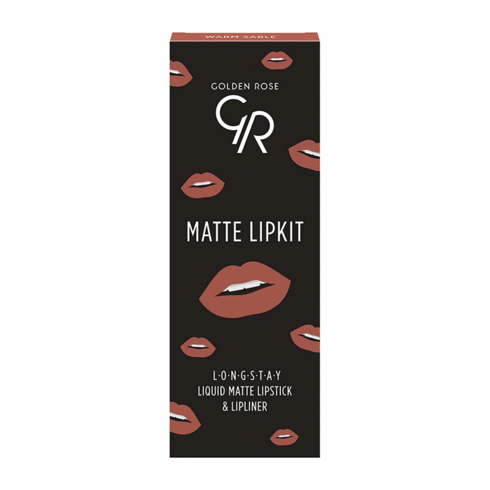 Set pentru buze Golden Rose Matte Lip Kit Warm Sable Ruj lichid Longstay Matte 16 + Creion Dream 531 [3]