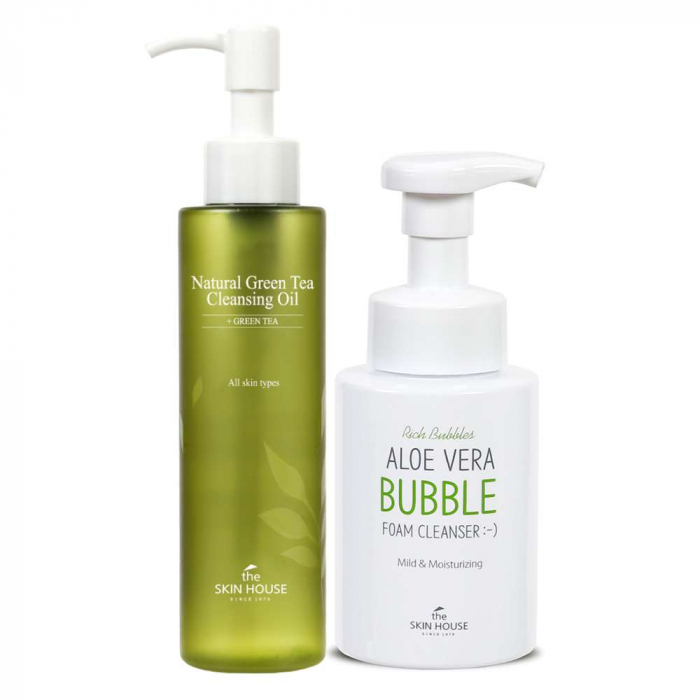 Set pentru curatare fata in 2 pasi The Skin House Ulei Natural Green Tea si Spuma de curatare Aloe Vera [2]