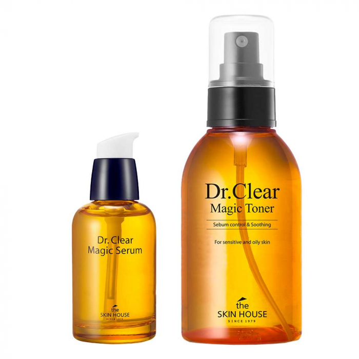 Set pentru tratare acnee in 2 pasi The Skin House Dr. Clear Magic Toner si Ser de fata