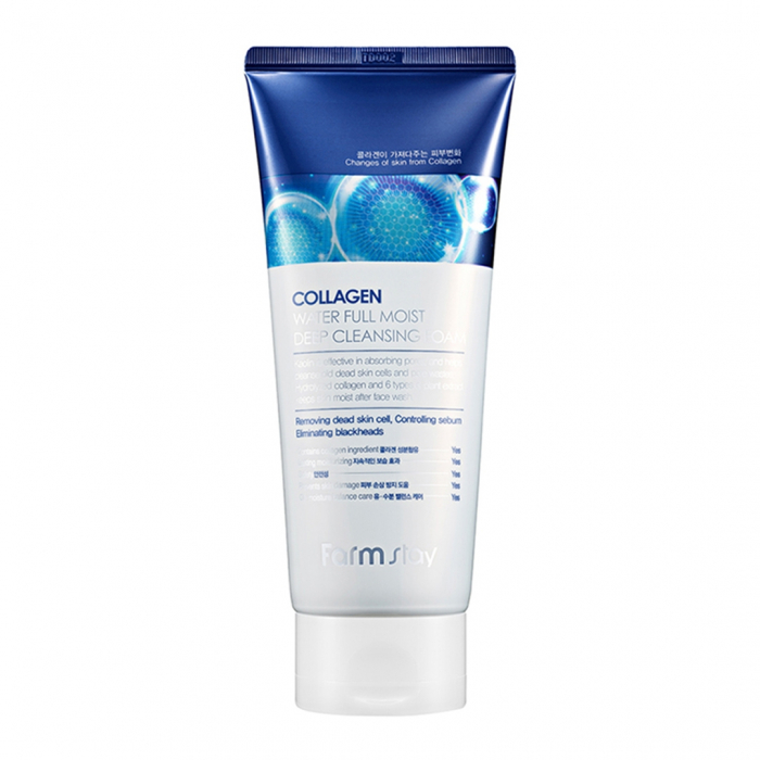 Spuma hidratanta pentru curatare fata in profunzime cu efect antirid Farmstay Collagen Deep Cleansing 180ml [2]