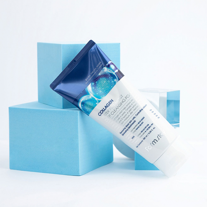 Spuma hidratanta pentru curatare fata in profunzime cu efect antirid Farmstay Collagen Deep Cleansing 180ml [3]
