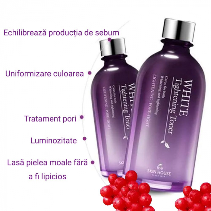 Toner de fata pentru pori dilatati si luminozitate The Skin House White Tightening 130ml [2]