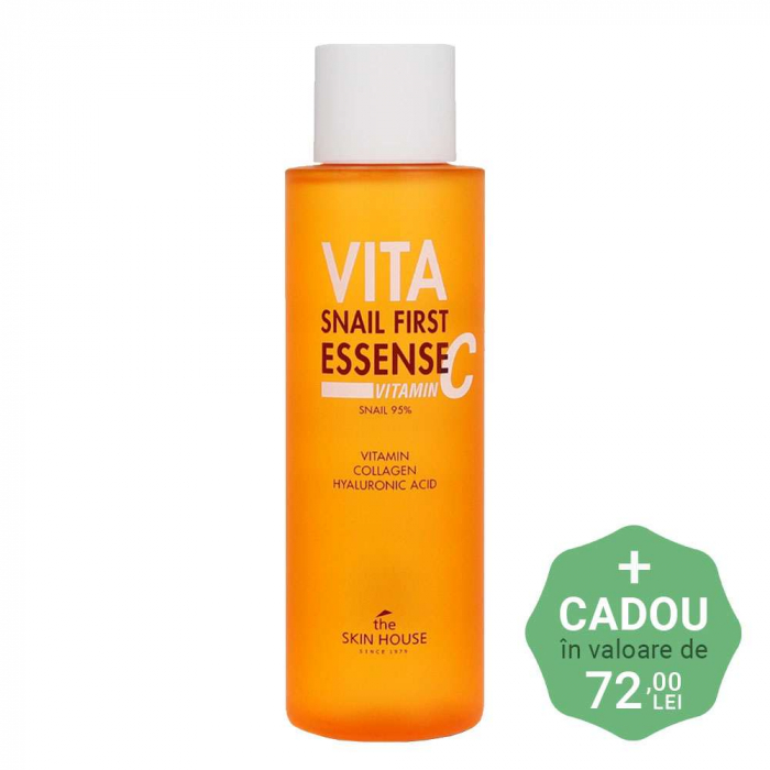 Toner-ser pentru fata antirid cu efect de luminozitate The Skin House Vita Snail First Essense Vitamin C 150ml