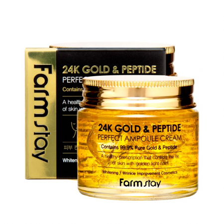 ANTIRID SI FERMITATE - Crema-gel pentru fata antirid Farmstay 24K Gold & Peptide Perfect Ampoule Cream 80ml