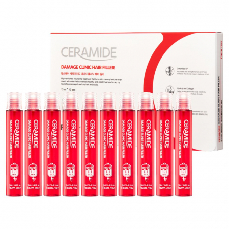 INGRIJIREA PARULUI - Fiole cu tratament intensiv de par Farmstay Ceramide Damage Clinic Hair Filler 10x13ml