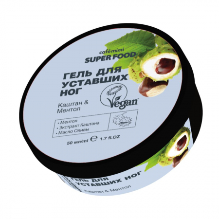 Gel revigorant pentru picioare obosite vegan Cafe Mimi Super Food cu extracte naturale de Castane si Mentol 100ml [0]