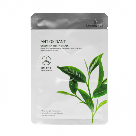 PORI DILATATI SI EXCES SEBUM - Masca textila de fata cu ser antirid hidratant calmant Beauugreen Vitalizing Green Tea 23gr