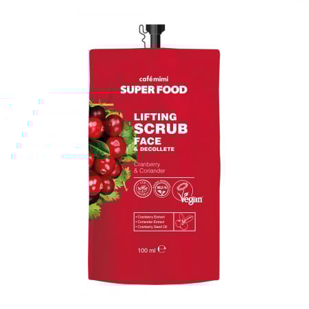 Scrub exfoliant vegan pentru fata si decolteu Cafe Mimi Super Food Lifting cu extracte naturale 100ml [0]
