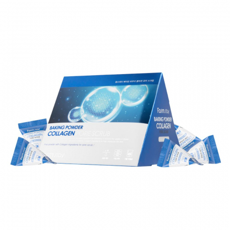 CURATARE FATA SI PEELING - Scrub exfoliant pentru fata cu efect antirid racoritor Farmstay Baking Powder Collagen Pore Scrub 25bc x 7gr
