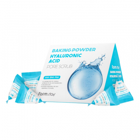 CURATARE FATA SI PEELING - Scrub exfoliant pentru fata cu efect hidratant racoritor Farmstay Baking Powder Hyaluronic Acid Pore Scrub 25bc x 7gr