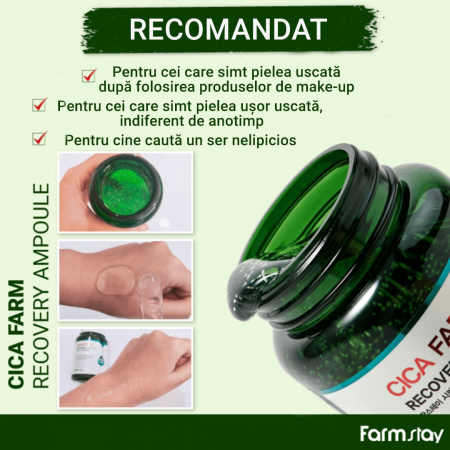 Ser concentrat pentru fata hidratant calmant cu efect antirid Farmstay Cica Farm Recovery Ampoule 250ml [4]