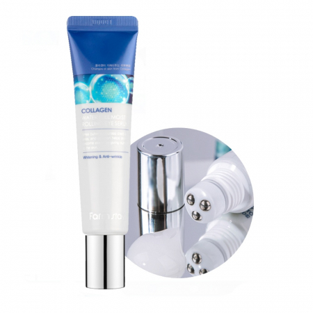 Ser concentrat de ochi antirid hidratant cu masaj Farmstay Collagen Water Full Moist Rolling Eye 25ml