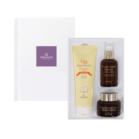 Set antirid nutritiv cu Colagen in 3 pasi The Skin House Wrinkle System Ser, Crema de fata si Spuma curatare GIFT BOX [1]
