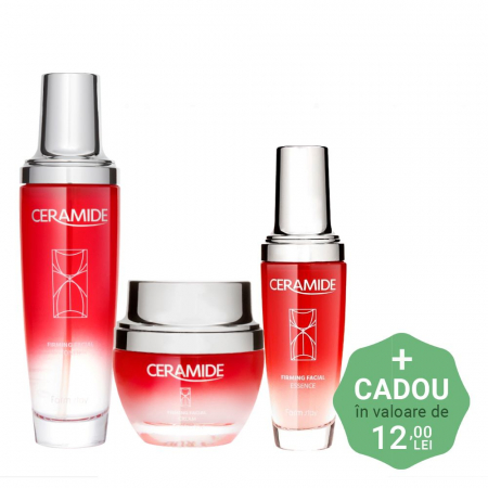 PROMOTII COSMETICE COREENE - Set antirid nutritiv in 3 Pasi Farmstay Ceramide Firming Facial Toner, Ser de Fata, Crema pentru Fata