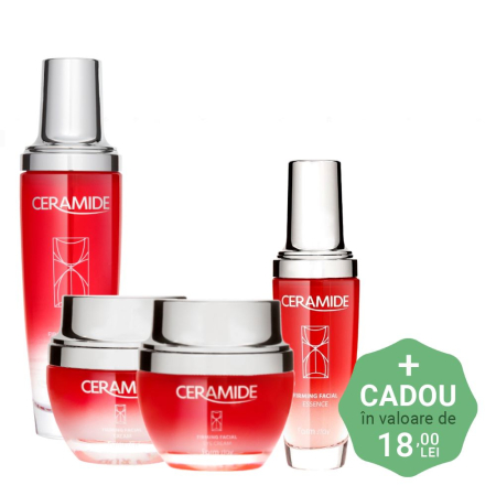 PROMOTII COSMETICE COREENE - Set antirid nutritiv in 4 Pasi Farmstay Ceramide Firming Facial Ser Fata, Crema pentru Ochi, Crema de Fata si Toner CADOU