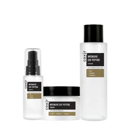ANTIRID SI FERMITATE - Set antirid regenerant in 3 pasi Coxir Intensive EGF Peptide Toner, Ser de fata si Crema pentru fata