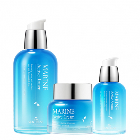 HIDRATARE TEN - Set hidratant in 3 pasi The Skin House Marine Active Toner, Ser de fata si Crema pentru fata