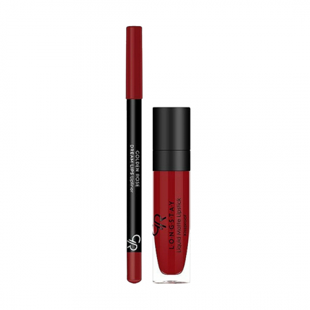 Set pentru buze Golden Rose Matte Lip Kit Scarlet Red Ruj lichid Longstay Matte 18 + Creion Dream 527 [1]
