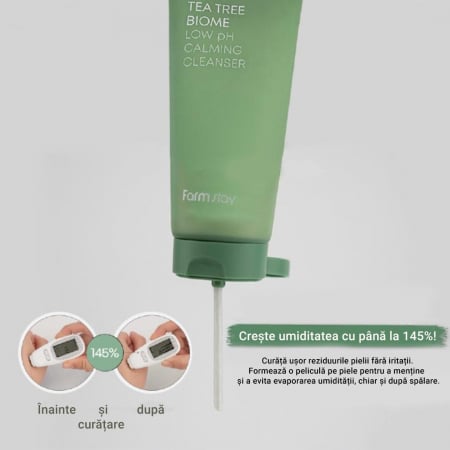 Spuma pentru curatare fata hidratanta calmanta Farmstay Tea Tree Biome Low Ph Calming 180ml [8]