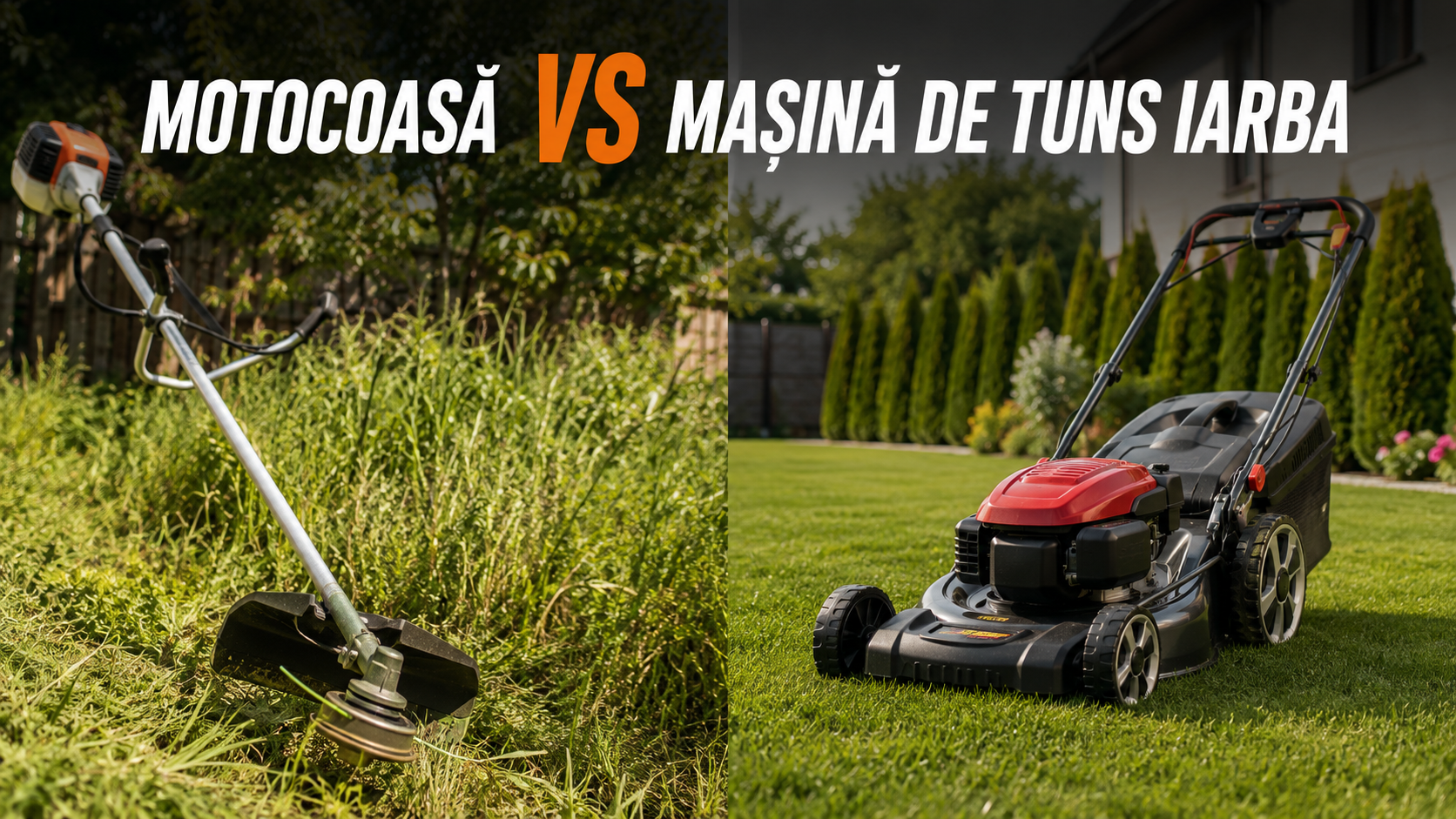 Motocoasă sau Mașină de tuns iarba? Ce utilaj este mai eficient pentru curtea ta?