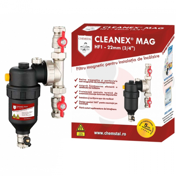 Filtru antimagnetita Chemstal Cleanex MAG HF1 3/4 cu solutie Cleanex Allround, protejeaza centrala termica de magnetita [2]