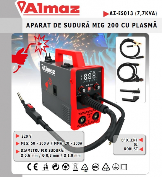 Aparat de sudura Almaz MIG 200 cu masca de sudura cu reglaj automat DIN4/DIN9-13 [3]