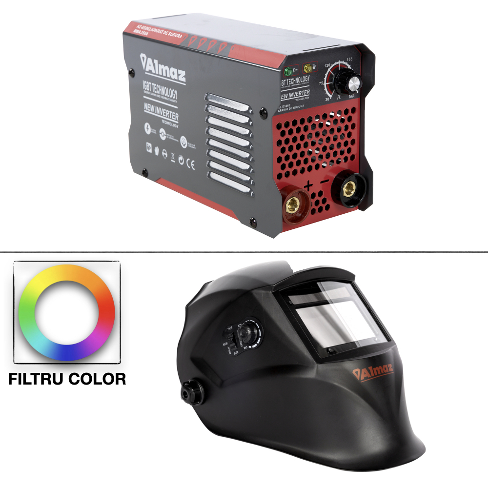 Aparat de sudura Almaz MMA 250 AZ-ES002 + masca de sudura COLOR Almaz AZ-ES042 [1]