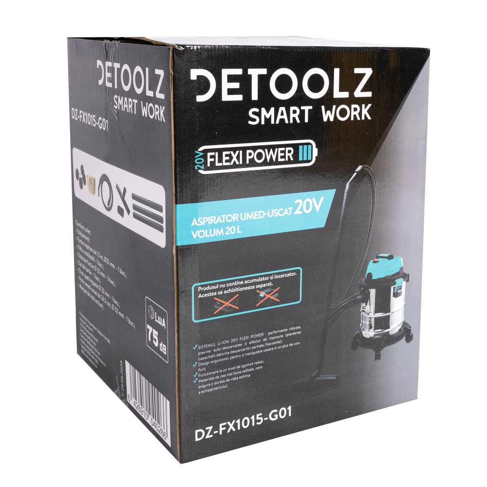 Aspirator umed-uscat Detoolz DZ-FX1015-G01 20V, volum 20L [7]