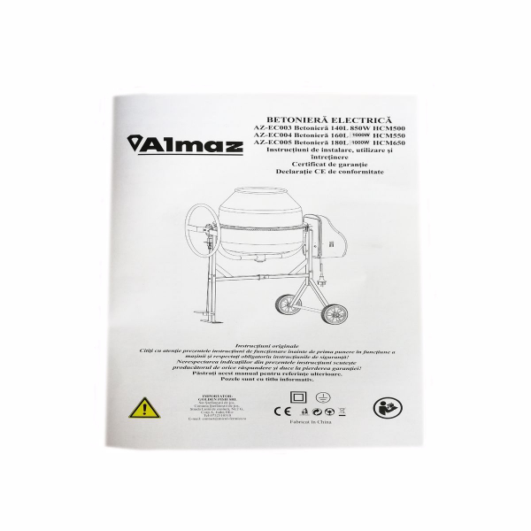 Betoniera Almaz, capacitate cuva 160L, 1000W, 28RPM, HCM550 (AZ-EC004) [6]