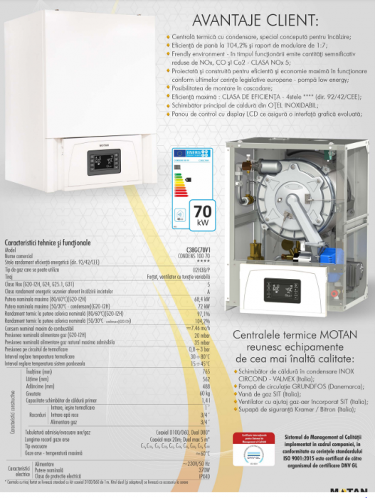 Centrala termica in condensare Motan Condens 100 70 CH2 C38GC70V1 - 70 kw , numai incalzire [3]