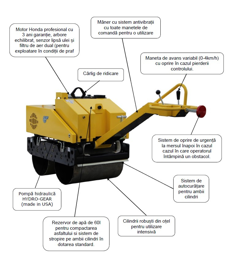 Cilindru Compactor AGT VR-UT 750 H, motor Honda GX390, 13CP [2]