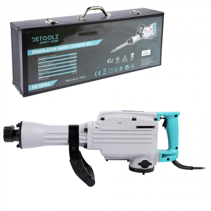 Ciocan demolator Detoolz 1600W 1500bpm 45J include cutie metalica pentru transport [2]