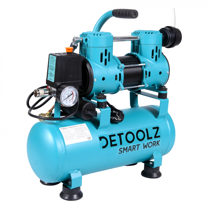 Compresor de aer silentios fara ulei Detoolz DZ-C265 650W, 9L [4]
