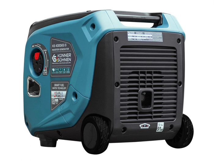 Generator benzina/GPL inverter Konner&Sohnen KS 4000iEG S, monofazat, portabil, 4.0 kW, 7.5 cp, pornire manuala/electrica, 230 V, motor Euro V, bobinaj cupru, mod ECO [10]