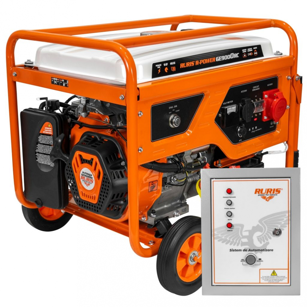 Generator curent R-Power GE 9000 RC ATS trifazat 7,5 kw, benzina, pornire electrica, telecomanda cu automatizare [1]