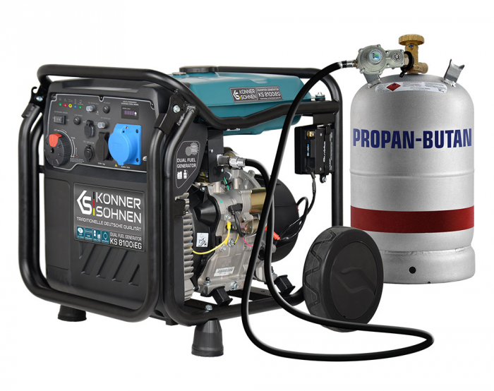 Generator curent tip inverter hibrid benzina/GPL Konner & Sohnen KS 8100iEG, 8.0 kW, digital, 16 hp, 1х16А, 1x32A, pornire electrica, consum redus, LED display, protectii automate, bobinaj cupru [3]