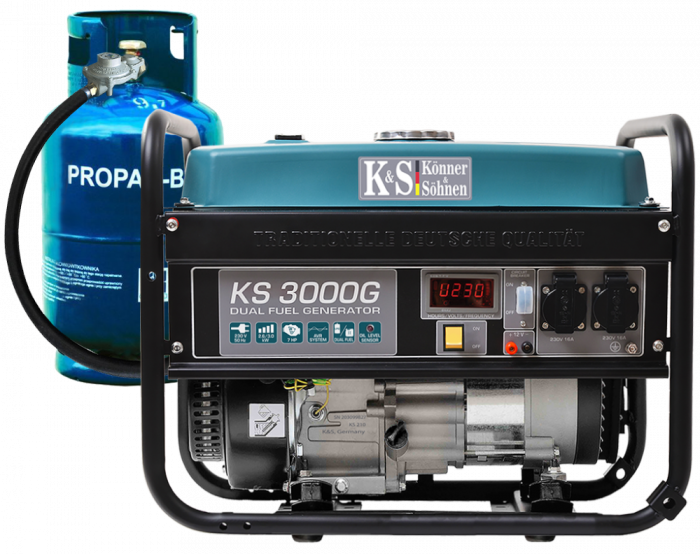 Generator de curent pe gaz / benzina Konner & Sohnen KS 3000G, 3.0 kW, benzina, 7.0 CP, monofazat, AVR, bobinaj cupru [2]