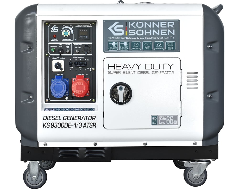 Generator de curent diesel Konner & Sohnen KS 9300DE-1/3 ATSR SUPER SILENT, 230/400V, max. 7.5kW, motor Diesel 18CP, insonorizat, EURO 5 cu automatizare KS ATS 4/63HD [2]