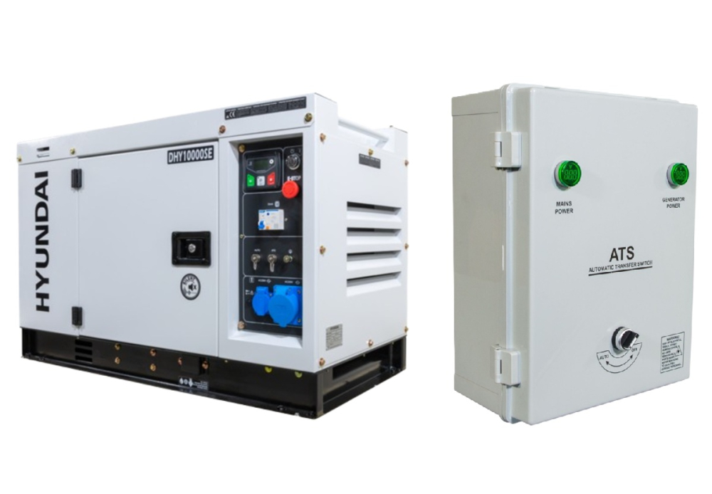 Generator de curent monofazat cu motor diesel Hyundai DHY-10000SE, insonorizat, 8.5 kW + ATS trifazat [1]