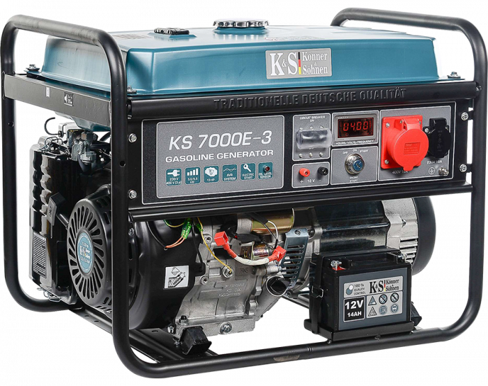 Generator de curent pe benzina Konner & Sohnen KS 7000E-3, 5.5 kW, benzina, 13 CP, trifazat, AVR, bobinaj cupru, pornire electrica [2]