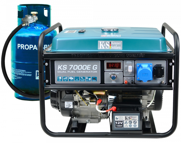 Generator de curent pe gaz / benzina Konner & Sohnen KS 7000E G, 5.5 kW, benzina / GPL, 13 CP, monofazat, AVR, bobinaj cupru, pornire electrica [2]