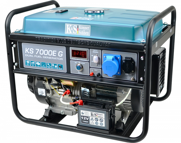 Generator de curent pe gaz / benzina Konner & Sohnen KS 7000E G, 5.5 kW, benzina / GPL, 13 CP, monofazat, AVR, bobinaj cupru, pornire electrica [3]