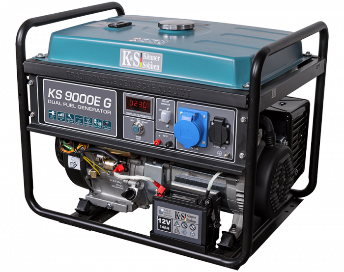 Generator de curent pe gaz / benzina Konner & Sohnen KS 9000E G, 6.5 kW, benzina / GPL, 16 CP, monofazat, AVR, bobinaj cupru, pornire electrica [2]