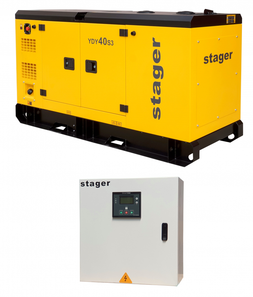 Generator insonorizat Stager YDY40S3, 41 kVA, 33 kW, 53A, insonorizat 1500rpm, diesel, trifazat + ATS [1]