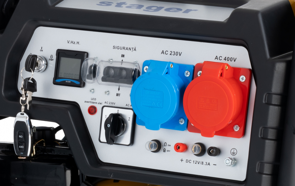 Generator open frame Stager FD 10000ER-E3R Automatic, 8.5 kW, monofazat si trifazat, benzina, pornire electrica, bobinaj cupru 100%, telecomanda, conector ATS si conector invertor solar - resigilat [2]