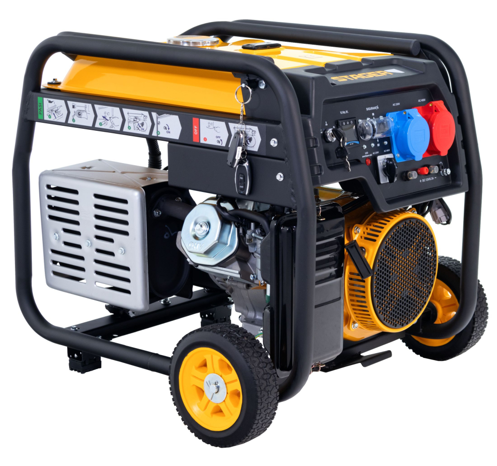 Generator open frame Stager FD 10000ER-E3R Automatic, 8.5 kW, monofazat si trifazat, benzina, pornire electrica, bobinaj cupru 100%, telecomanda, conector ATS si conector invertor solar [1]