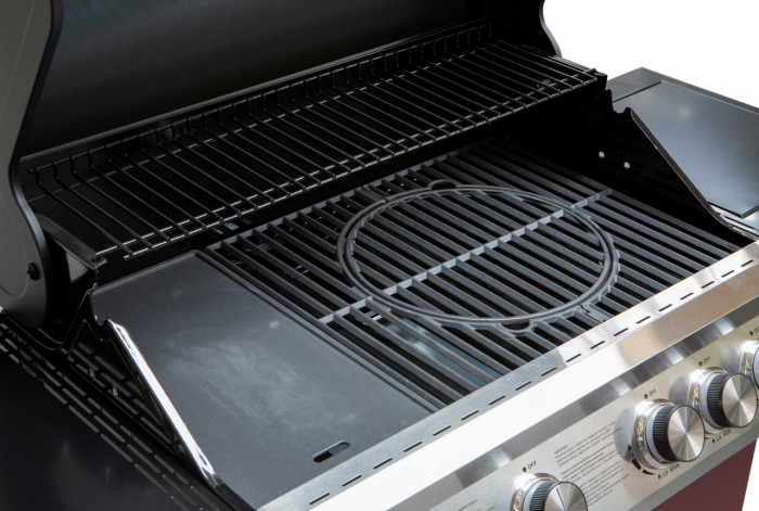 Gratar Tarrington House Moncton PAXTON cu 4+1 arzatoare, grill de fonta 73x41,5 cm, butoane cu led, aprindere electrica, rosu [3]