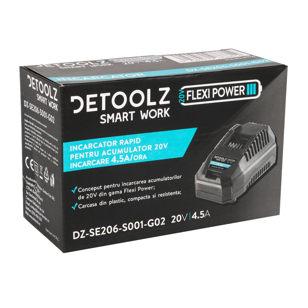 Incarcator rapid, Detoolz, pentru acumulator 20V, incarcare 4.5A/h [2]