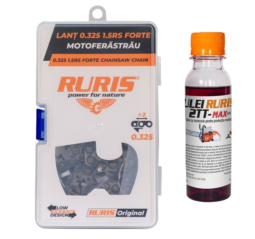 Lant drujba RURIS 45 cm 0.325 1.5 RS FORTE + 125 ml ulei RURIS 2T cadou - compatibil RM500, DAC 501RS, DAC 506RS [1]