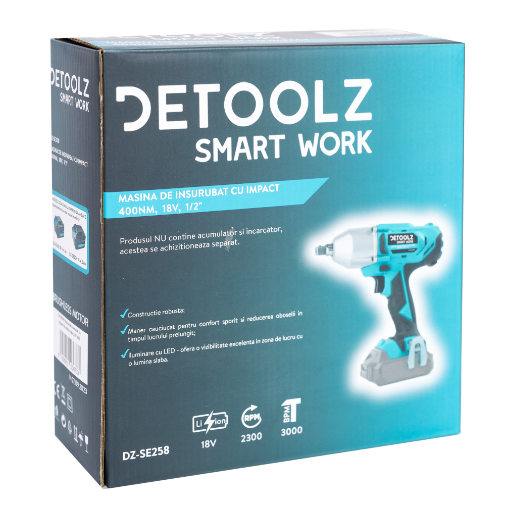 Masina de insurubat cu impact Detoolz DZ-SE258 400 Nm 18V Li-ion [2]
